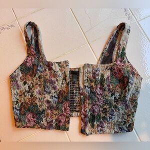 Wild Fable Floral Textured Crop Top - Multicolor